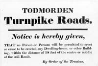Notice of building restrictions near turnpike roads in Todmorden